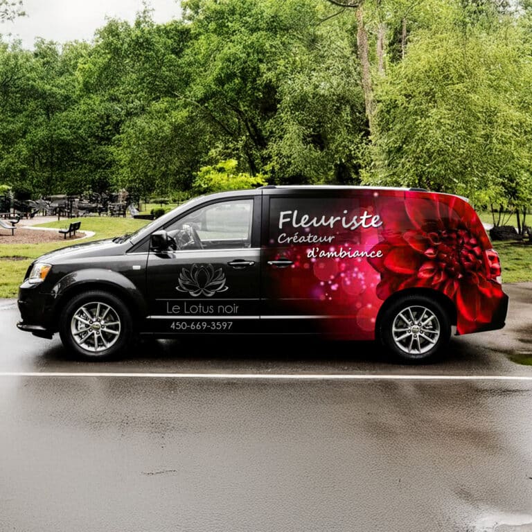 wrap-vehicule-fleuriste-lotus-noir